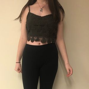 Green crop top, great condition